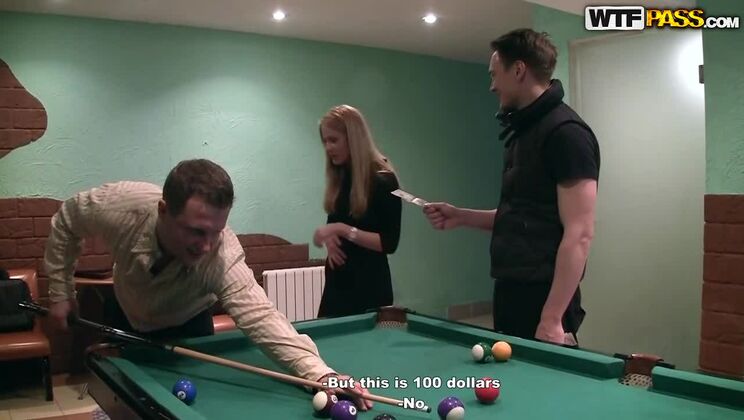 Blonde Babe Amber Daikiri in Stockings Takes Double Cumshot