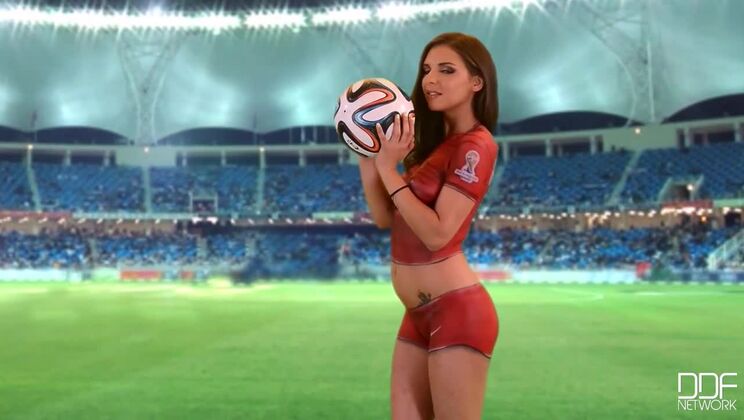 Russian Brunette Henessy Shows Medium Moves with Tattoo Flair