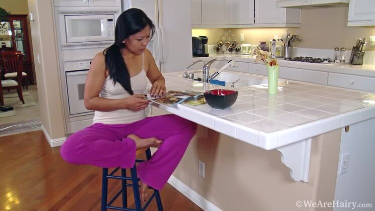 Hairy Asian Girl Max Makita Struggles with Breakfast