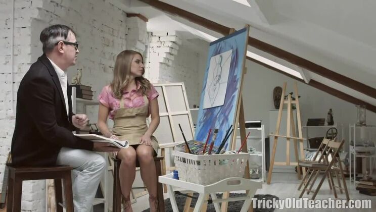 Hot Russian teacher fucked rough by dad in classroom