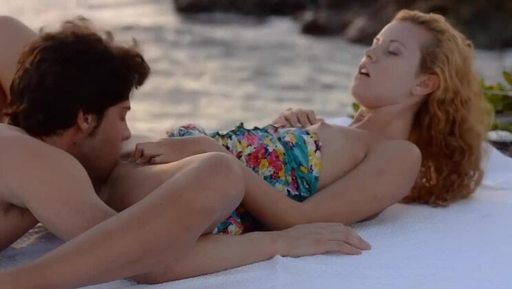 Cumshot on Beautiful Blonde Carmen in Outdoor Setting