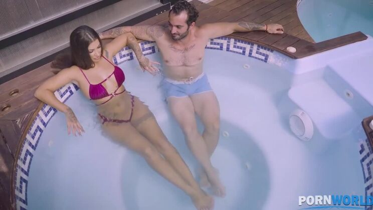 Brunette Susy Gala Gets Pounded & Painted with Cum Poolside