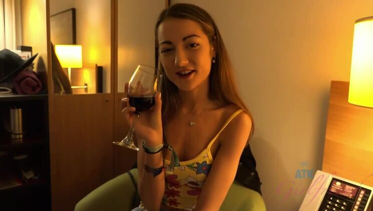 You Take Brunette Lily to the Ocean and She Cums