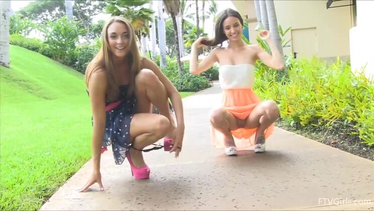 Upskirt Voyeur Fun with Girls Aubrey & Mary