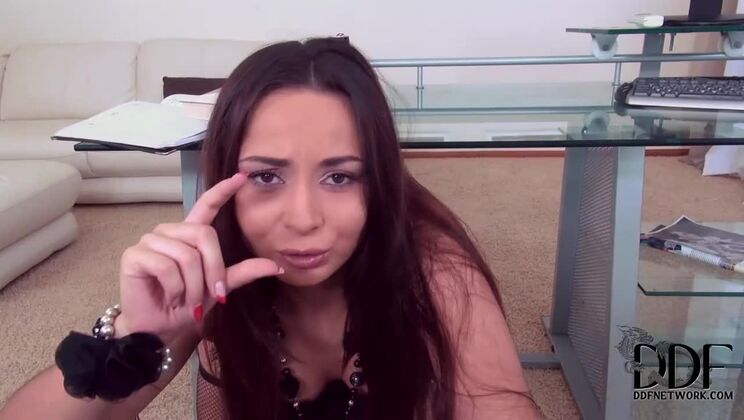 Aurelly Rebel's Office Seduction in Stockings and Lingerie