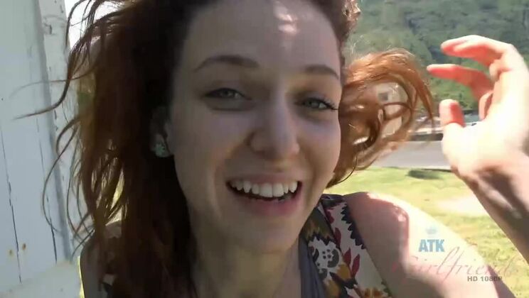 Emma Evins Gives Her Pussy A Break Outside