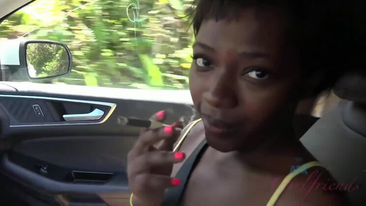 Brunette Noemie can't stop sucking dick outside