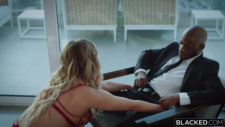 [BLACKED] - Big Boobs Blonde Sucks Deep with Anton Harden - Creampie Missionary Fun