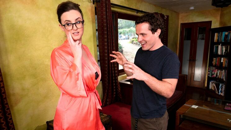 Eager Brunette Sucks and Gets Cum on Tits