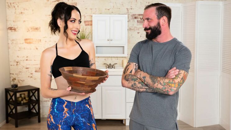 Ball Play and Blowjob from Sexy Tattooed Brunette