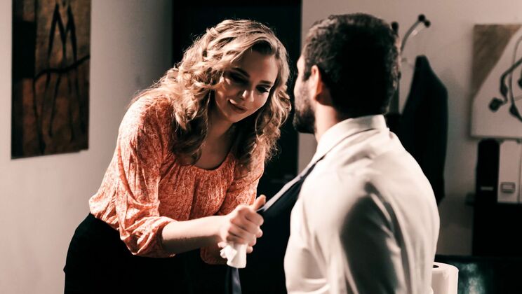 Big Dick in Brunette Office Girl