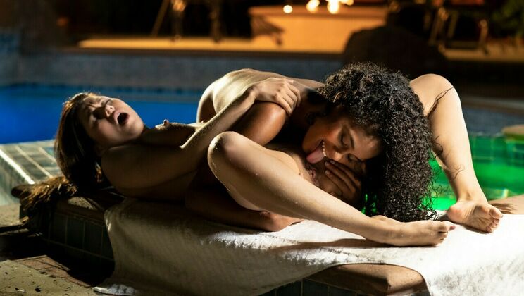 Brunette Babes Make Out by the Water