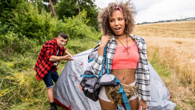 Interracial Camping Sex with Creampie Ending