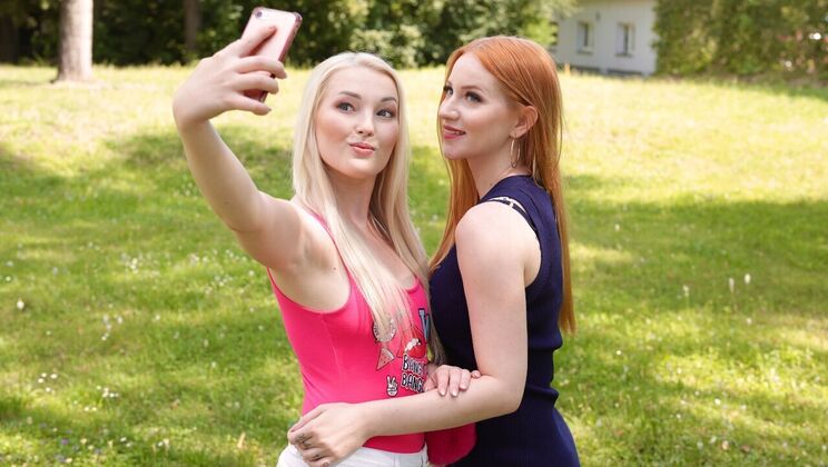Outdoor Fun with Blonde and Redhead Lesbians