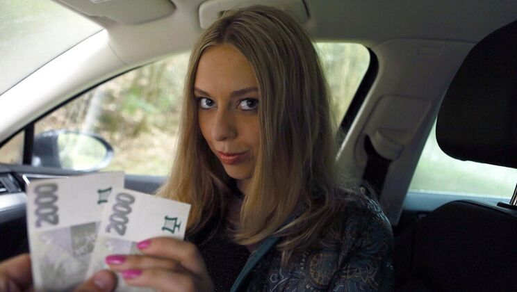 Shaved Russian Teen Blowjob in Car