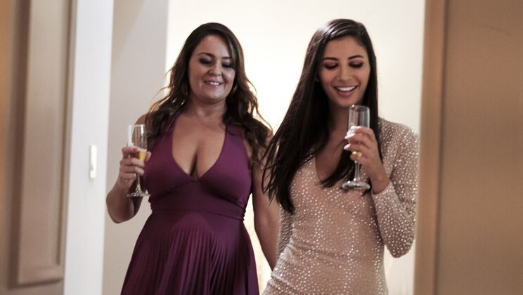 Lesbian Party with Brunettes: Kissing and Licking