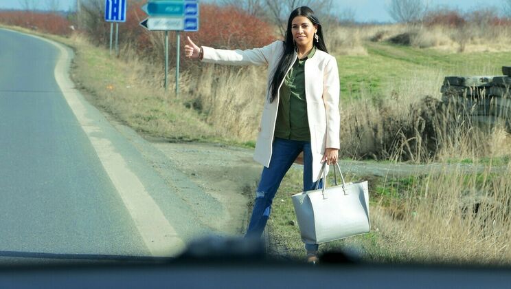 Stranded and Naughty Eveline Dellai's Ride