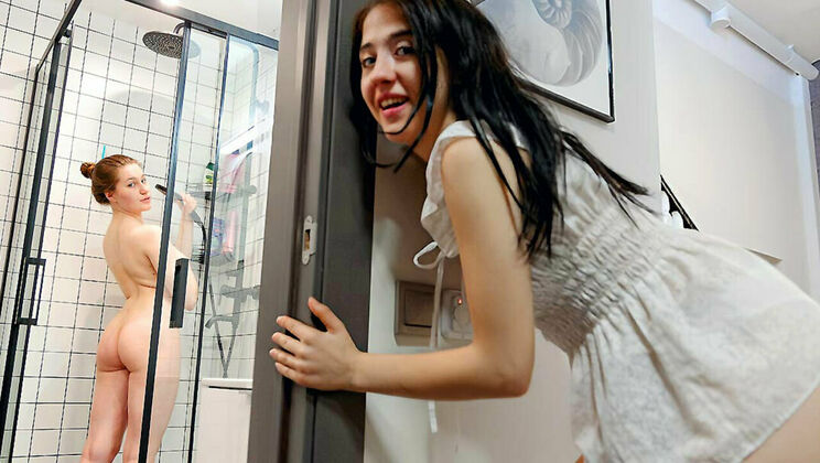 Natural Tits Lesbian Shower Scene