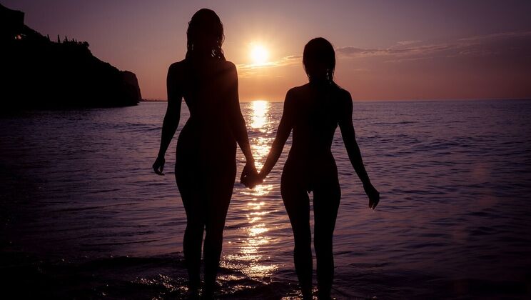 Lesbian Beach Sex at Dawn