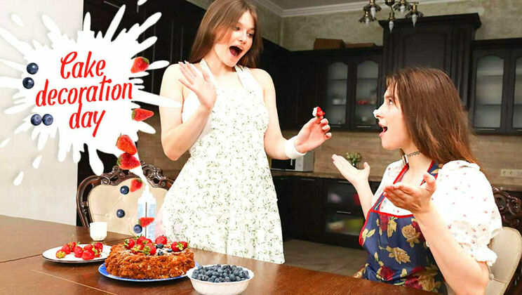 Big Titted Brunettes Enjoy Cake and Each Other