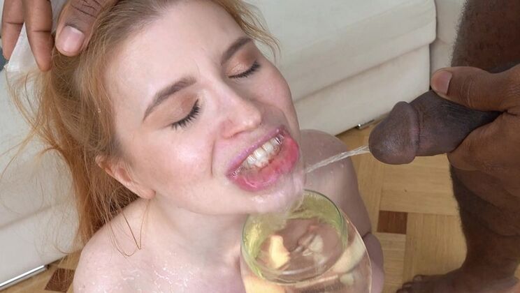 Petite Aliska Dark's deepthroat skills get tested by 3 blacks