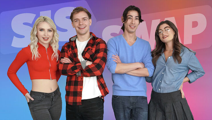 Blonde and Brunette PAWGs Share Double Blowjob with Joshua Lewis