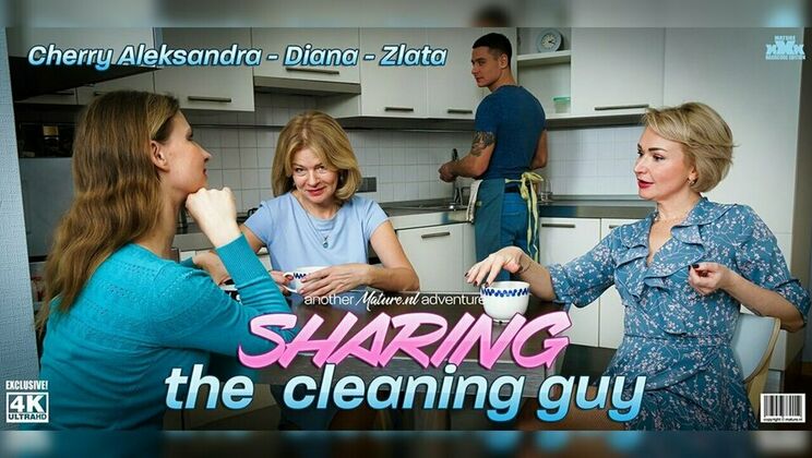 [Mature.nl] - Three horny MILFs share a lucky guy for intense blowjobs and hardcore action