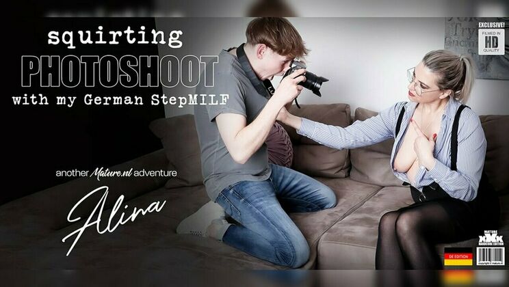 German MILF Alina Squirts During Stepson's Hardcore Photoshoot