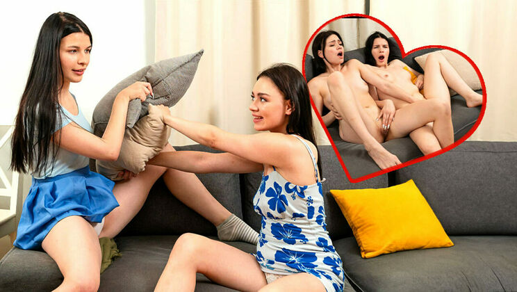 Brunette Teen Babes Make Out in Socks