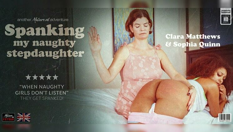 Mature Lesbian Clara Matthews Spanks Young Sophia Quinn