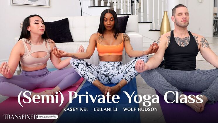 Interracial Shemale Yoga Class with Cum Swapping