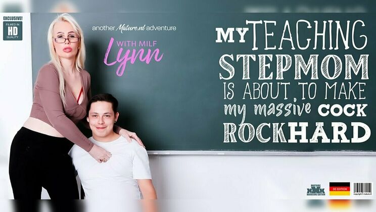 Blonde Stepmom Lynn Rides Stepson's Cock