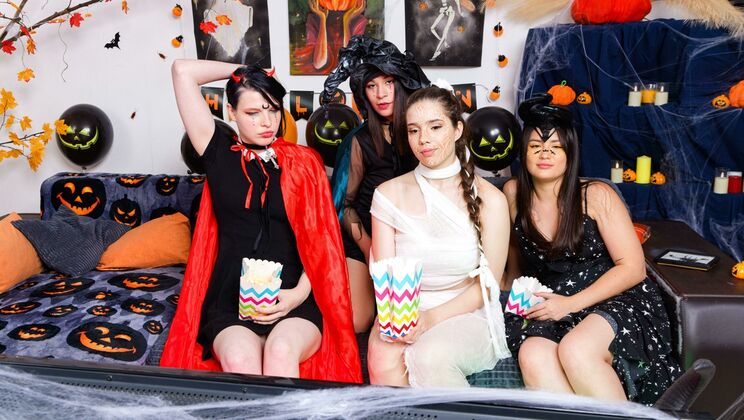 Group Sex on Halloween with Nice Viki and Friends