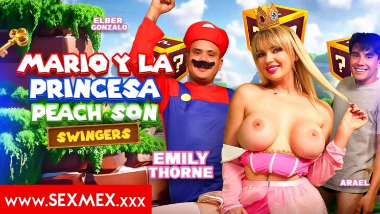 Emily Thorne Fucks Mario & Princess Peach in Hot Threesome