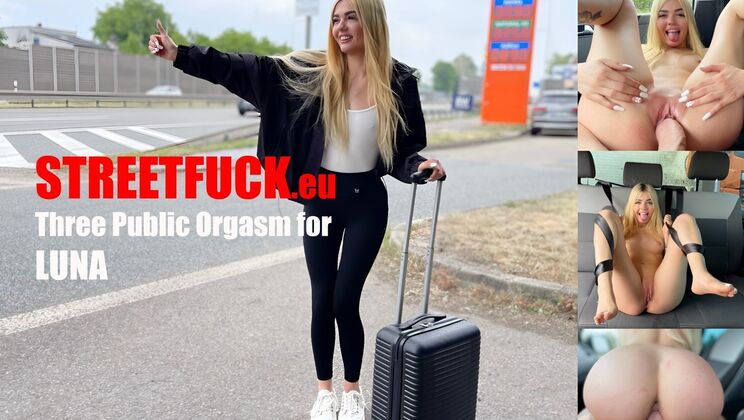 Blonde Luna Bbunny’s Street Three Orgasms
