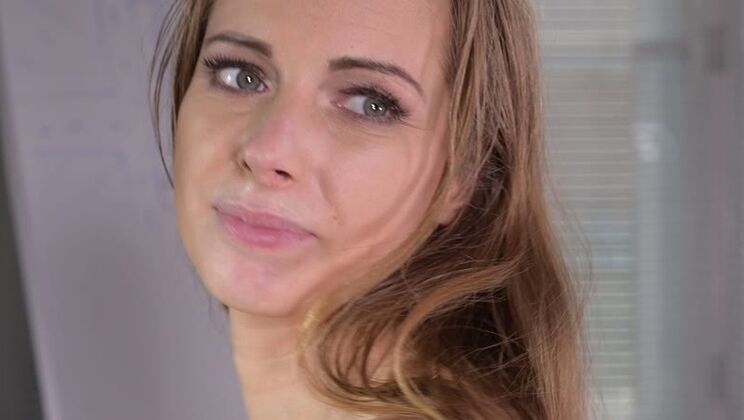 Sexy Leather Cop Kinuski Rubs Her Shaved Pussy and Gets Facials