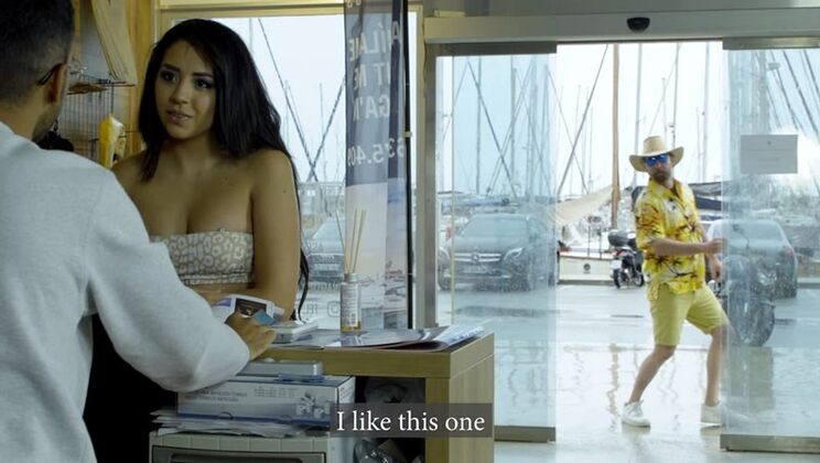 Miniskirt Brunette Blowjob on Sand