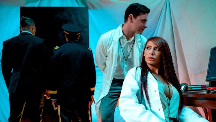 Enhanced Body Brunette Gets Cum On Her Big Tits