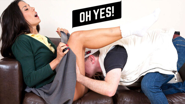 Caught Stepmom in Skirt Squirting from Fingering