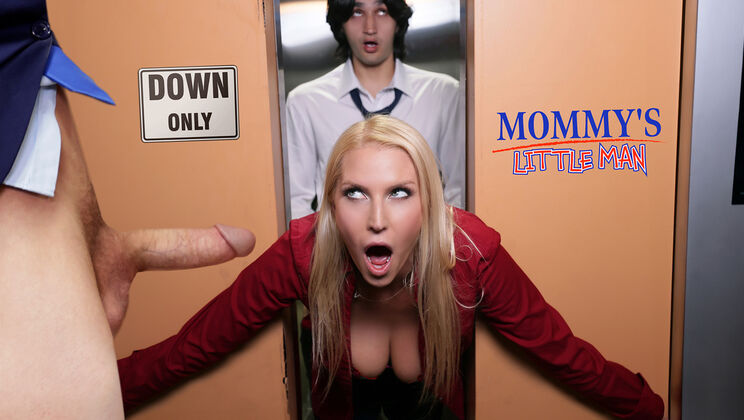Boy Boy Girl Threesome with Vanessa Cage in Stuck Elevator
