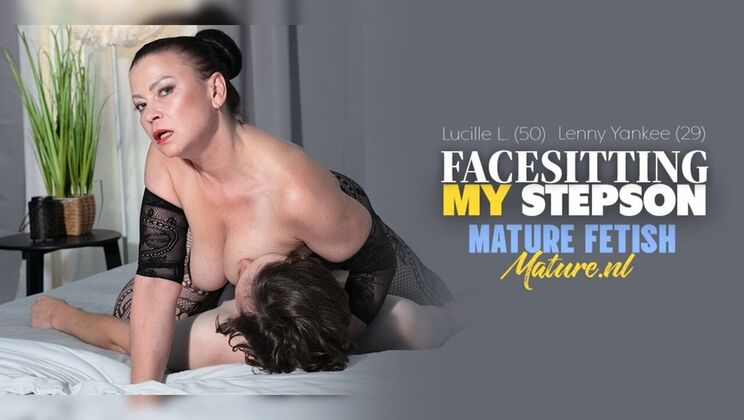 Mature MILF Lucille L. Rides Face In Sheer Lingerie, Then Spreads Wide