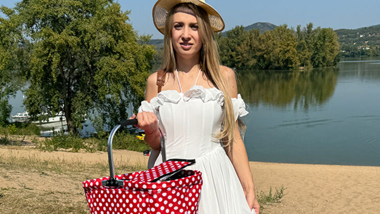 Adriana Sweet Blonde Rides Big Dick at Public Picnic