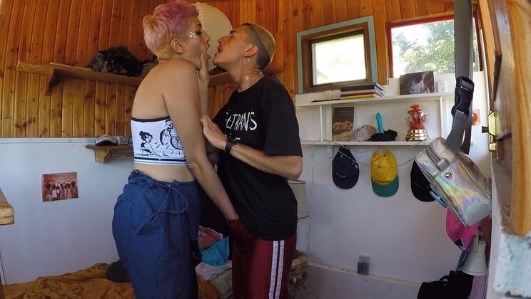 Charo & Gael Pierced Blonde Breast Kissing Session