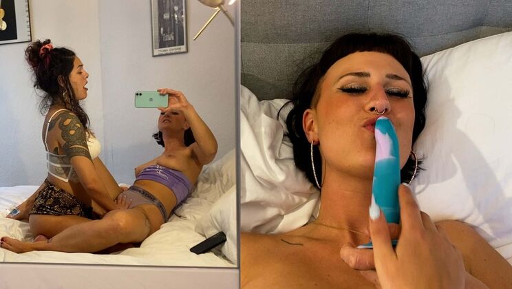 Leticia & Lya in Purple Perfection – Tattoo Piercing Dildo