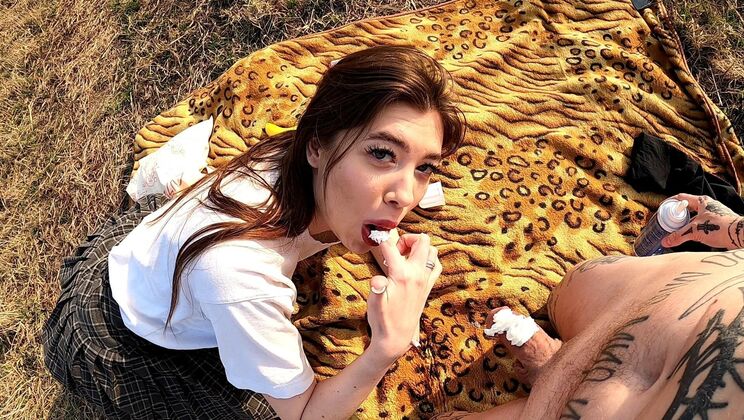 Igor & Lera: Outdoor Banana Cream Picnic & Cum